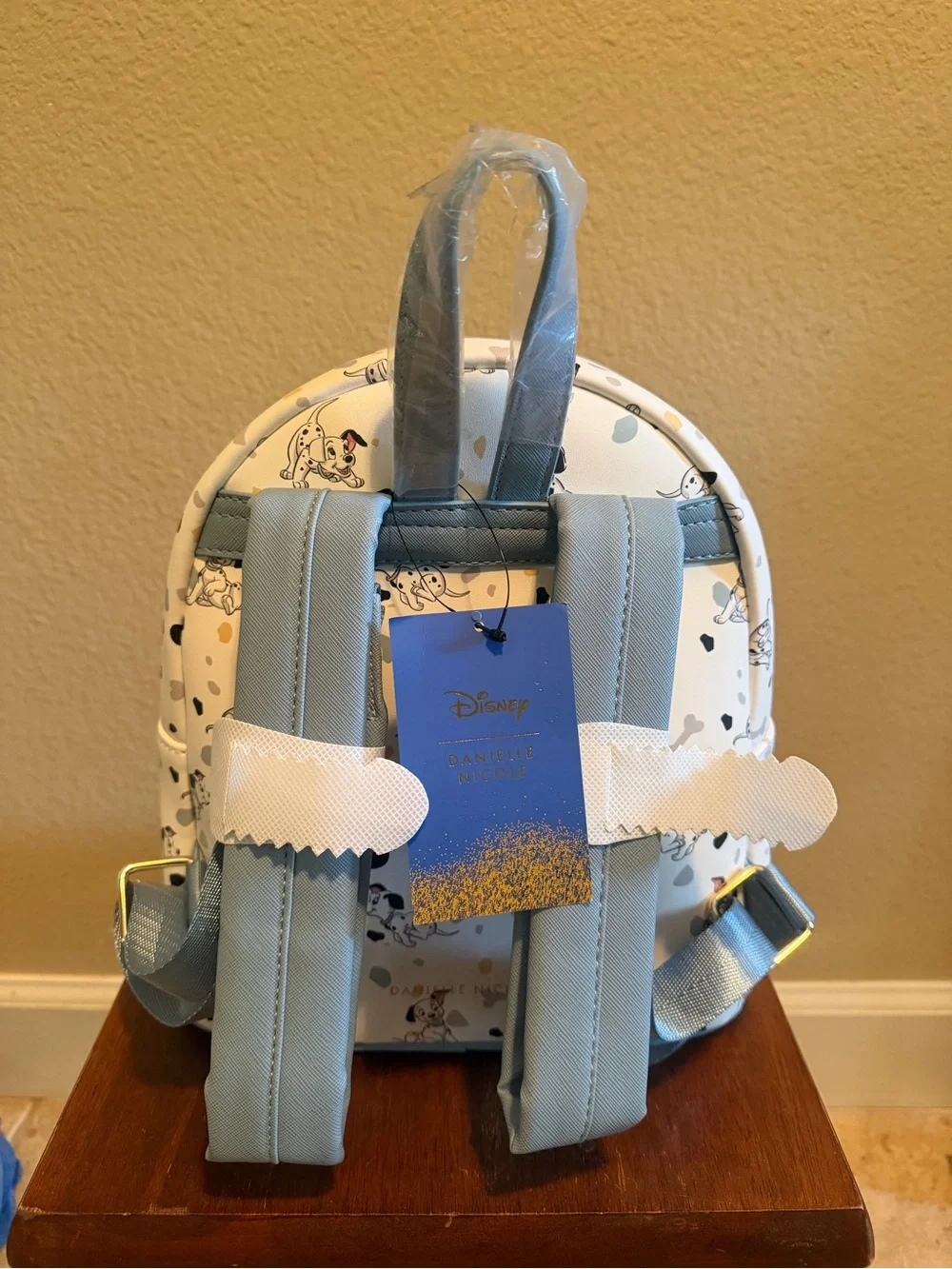 Danielle Nicole White Dalmatian Mini Backpack with Light Blue Trim - Picture 4 of 5